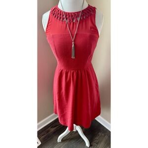 Maeve red mini Cocktail skater party date night dress fit & flare minimalist Y2K